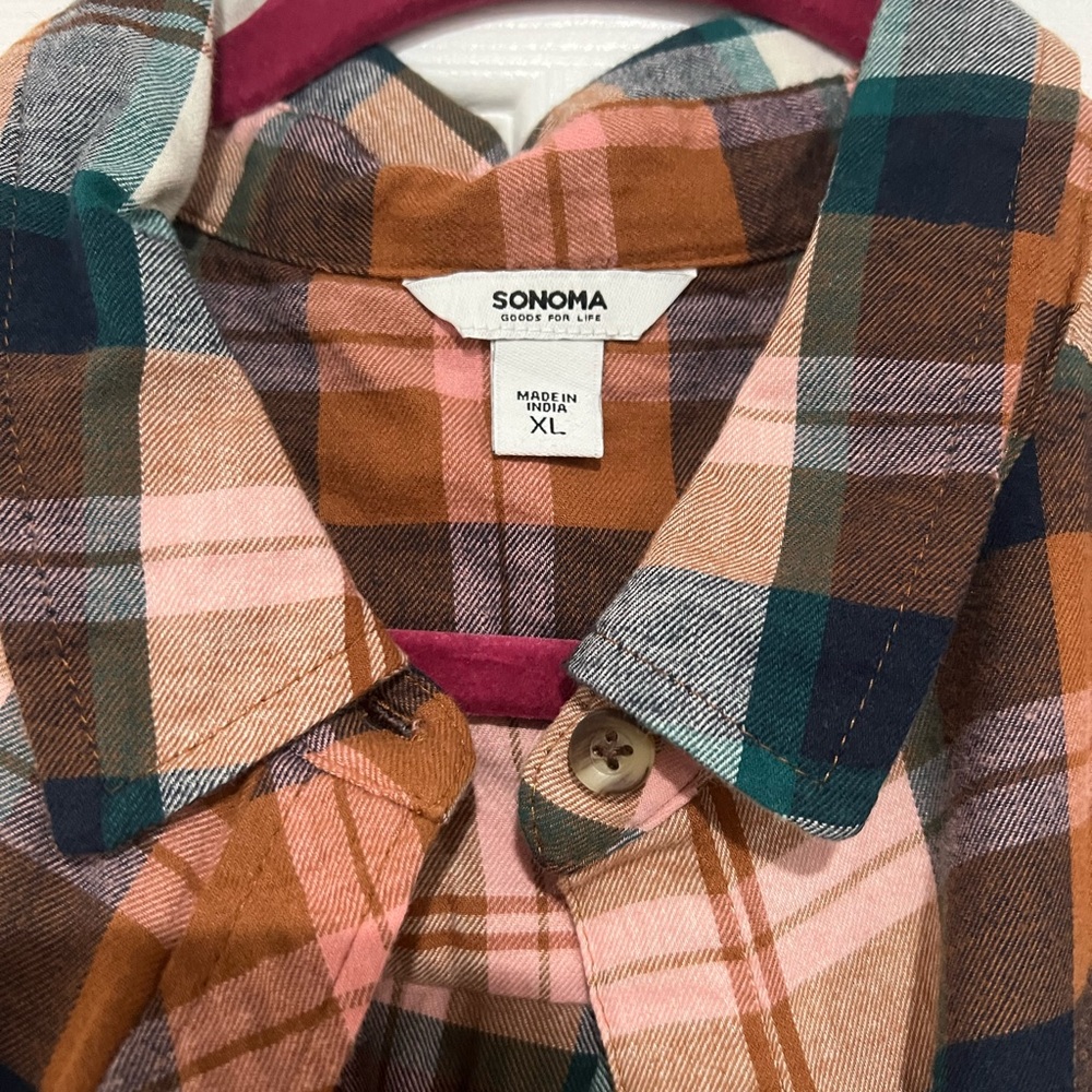 Pink and Blue, Plaid Flannel - Picture 2 of 2